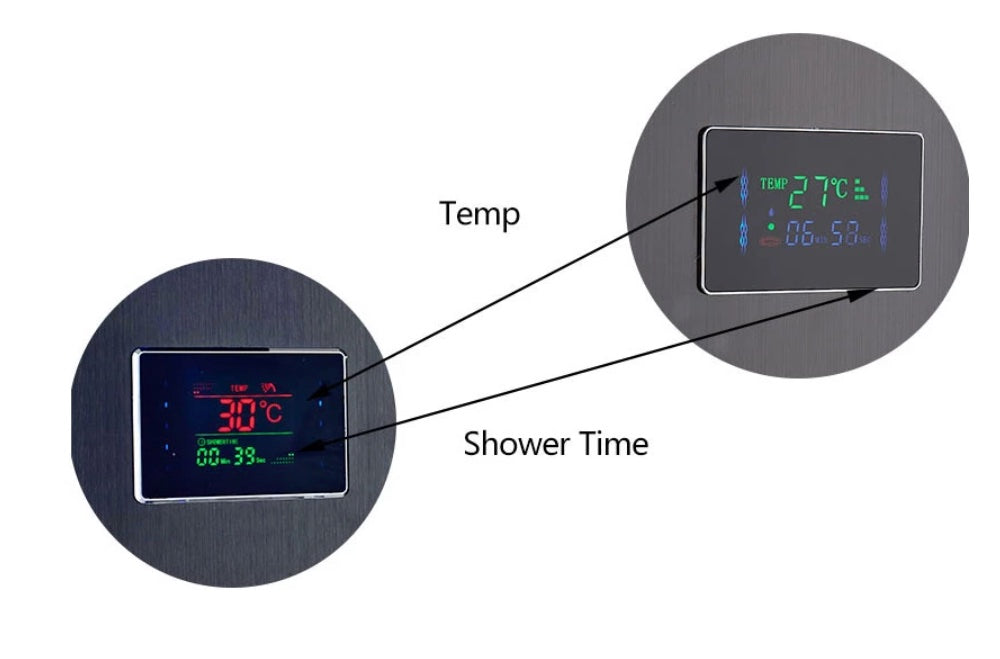 Douchepaneel Wellnessdouche VoordeelPaleis - Noir met hand- en voetendouche LCD Premium mat zwart