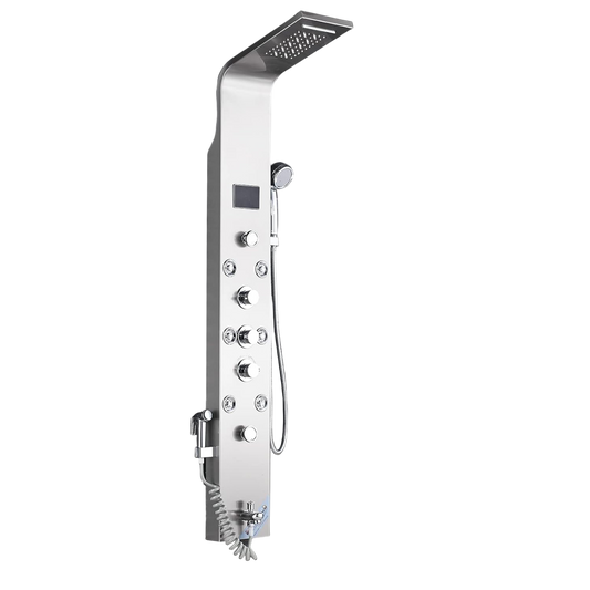 Douchepaneel Opbouwdouche VoordeelPaleis® Sora Douchepaneel met hand- en voetendouche LCD Premium rvs brushed