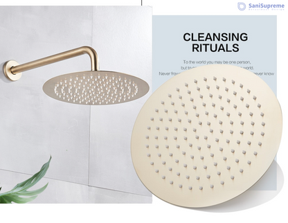 VoordeelPaleis® Doucheset Yosemite 40 cm. regendouche rond 2-weg goud brushed