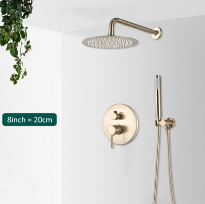 VoordeelPaleis® Doucheset Yosemite 20 cm. regendouche rond 2-weg goud brushed