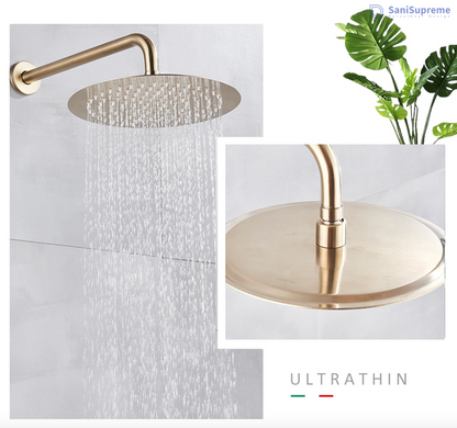VoordeelPaleis® Doucheset Yosemite 40 cm. regendouche rond 2-weg goud brushed