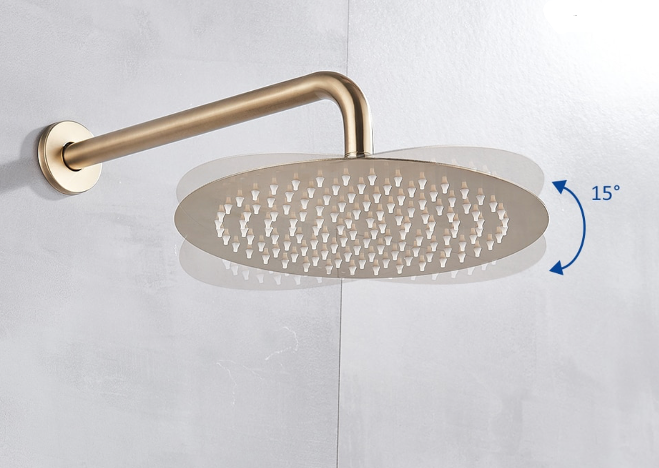 VoordeelPaleis® Doucheset Yosemite 20 cm. regendouche rond 2-weg goud brushed