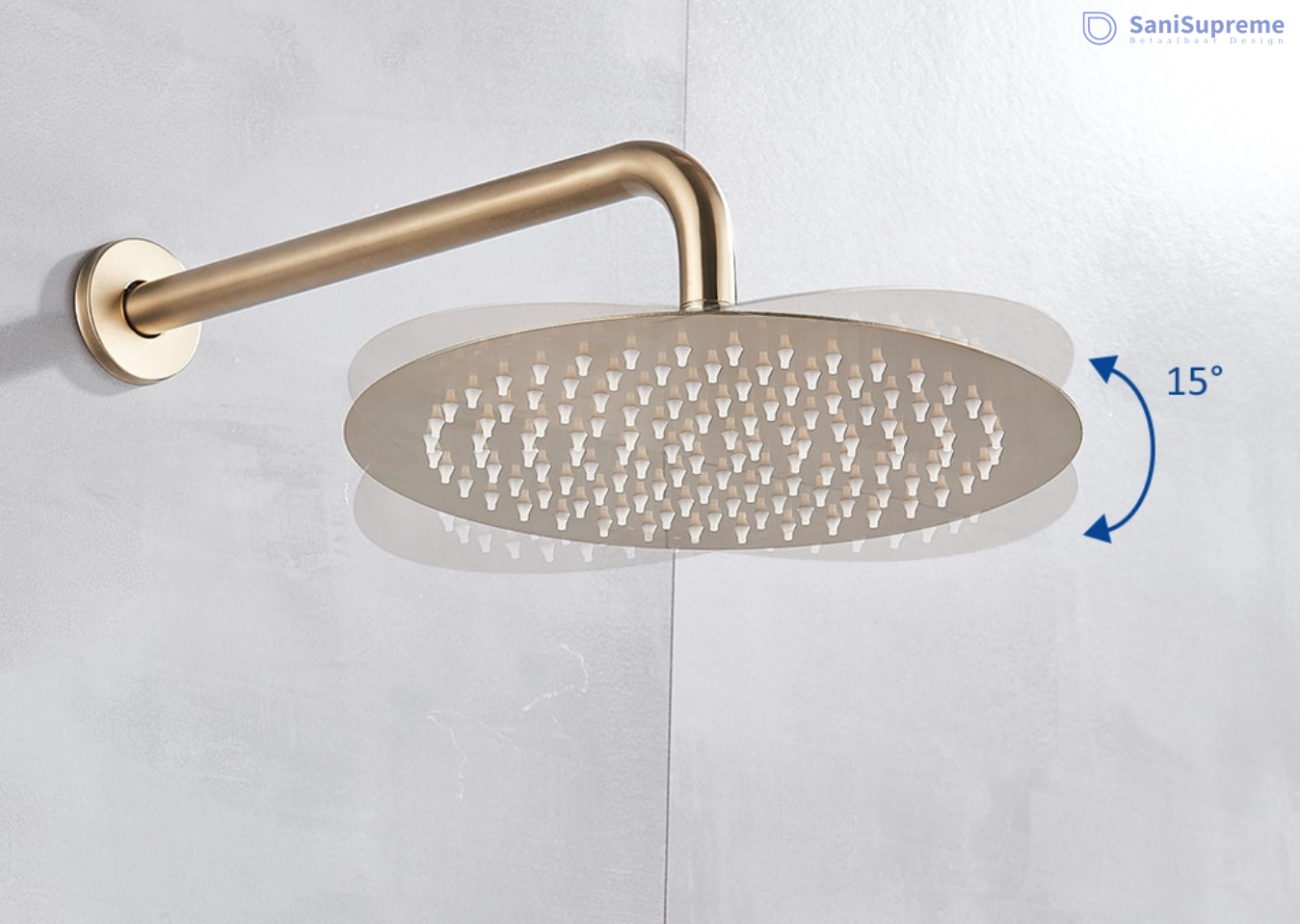 VoordeelPaleis® Doucheset Yosemite 40 cm. regendouche rond 2-weg goud brushed