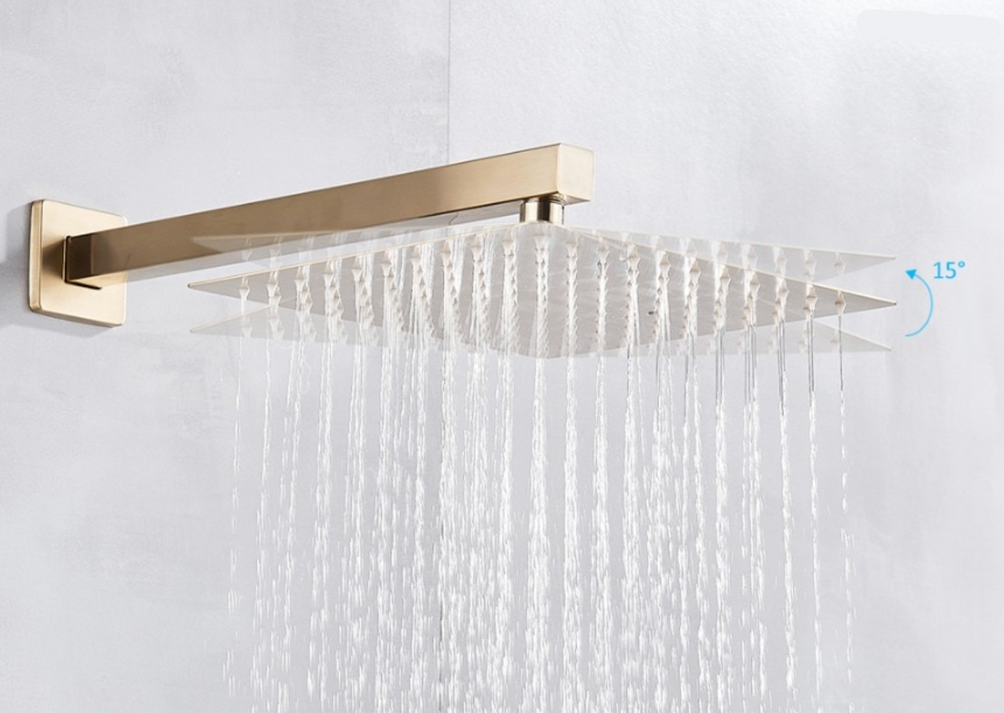 VoordeelPaleis® Doucheset Vienna 12 inch 30x30 cm. regendouche vierkant 2-weg goud brushed