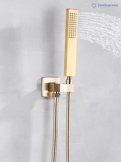 VoordeelPaleis® Doucheset Vienna 16 inch 40x40 cm regendouche vierkant 2-weg goud brushed
