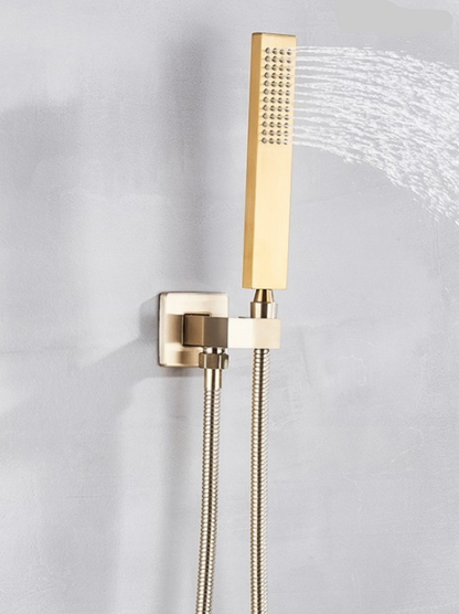VoordeelPaleis® Doucheset Vienna 12 inch 30x30 cm. regendouche vierkant 2-weg goud brushed
