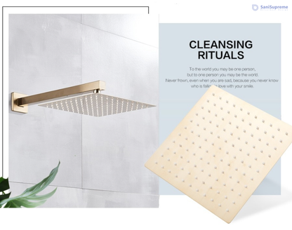 VoordeelPaleis® Doucheset Vienna 16 inch 40x40 cm regendouche vierkant 2-weg goud brushed