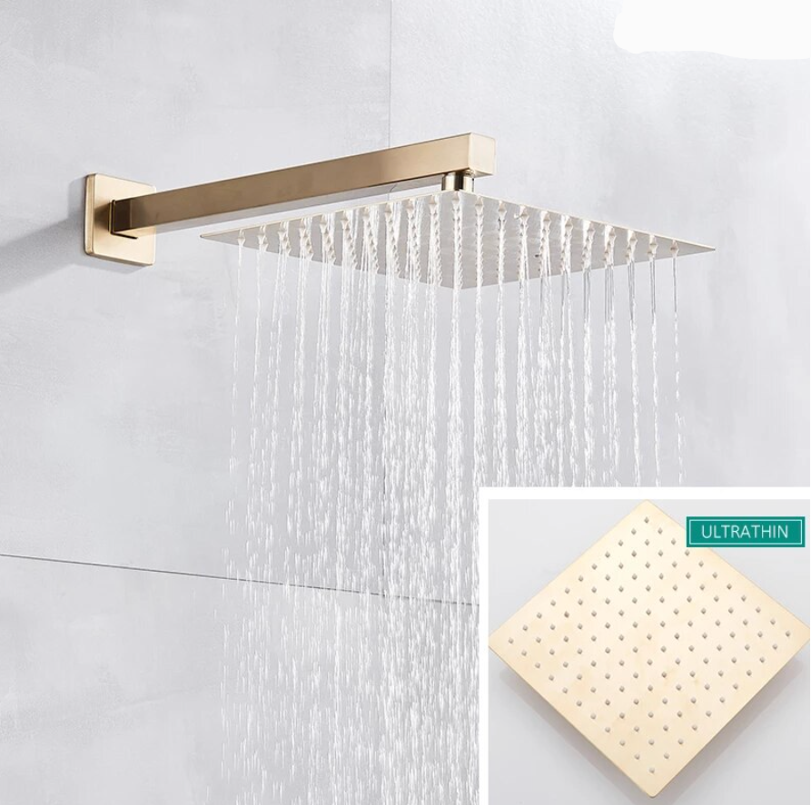 VoordeelPaleis® Doucheset Vienna 12 inch 30x30 cm. regendouche vierkant 2-weg goud brushed