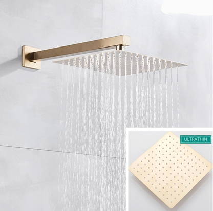 VoordeelPaleis® Doucheset Vienna 12 inch 30x30 cm. regendouche vierkant 2-weg goud brushed
