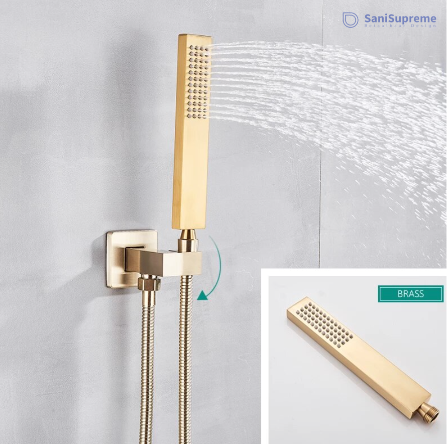 VoordeelPaleis® Doucheset Vienna 10 inch regendouche vierkant 2-weg goud brushed