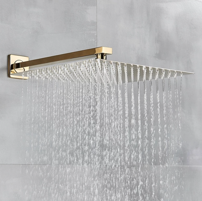 SaniSupreme Doucheset Costa Rica 12 inch regendouche vierkant 2-weg goud glans inbouw