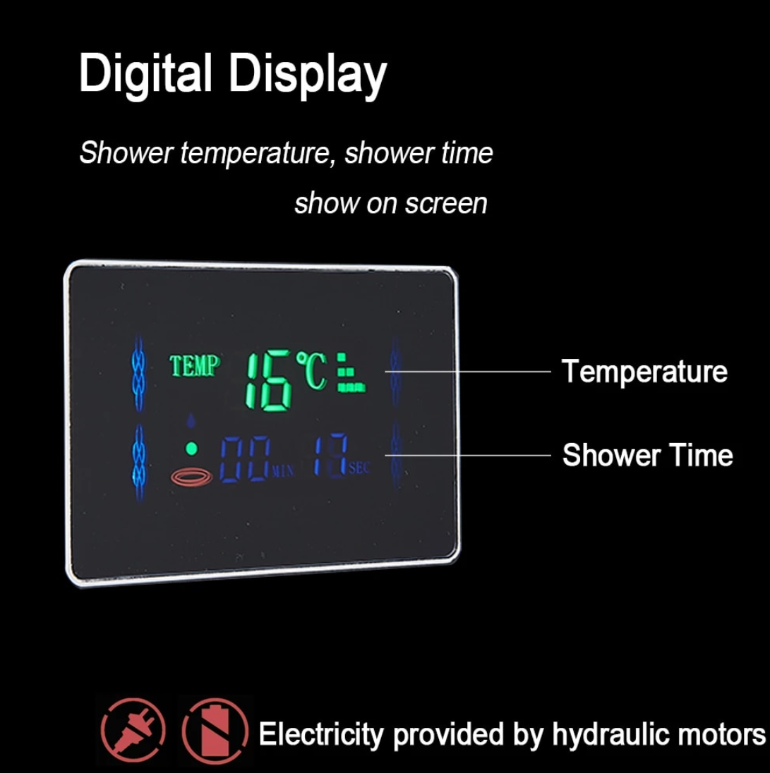 Douchepaneel Opbouwdouche VoordeelPaleis® Ciara LCD Premium mat zwart