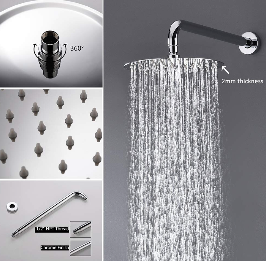 VoordeelPaleis® Lima inbouw doucheset | handdouche|mengkraan|regendouche (12 inch) | rond |Chroom 2 weg