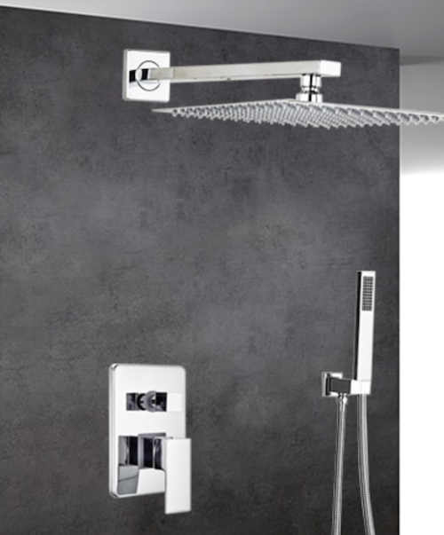 VoordeelPaleis® Doucheset Lugano Premium handdouche mengkraan regendouche vierkant 25 cm. Chroom inbouw 2 weg