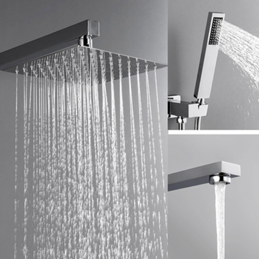 VoordeelPaleis® Doucheset Lugano Premium handdouche mengkraan regendouche vierkant 25 cm. Chroom inbouw 2 weg