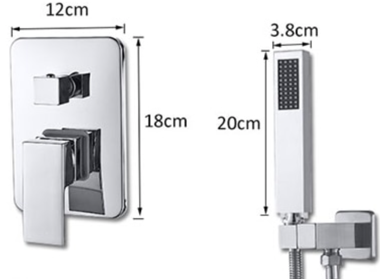 VoordeelPaleis® Doucheset Lugano Premium handdouche mengkraan regendouche vierkant 25 cm. Chroom inbouw 2 weg