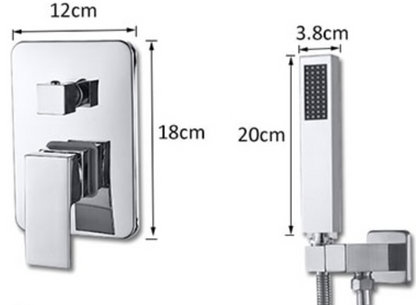 VoordeelPaleis® Doucheset Lugano Premium handdouche mengkraan regendouche vierkant 25 cm. Chroom inbouw 2 weg