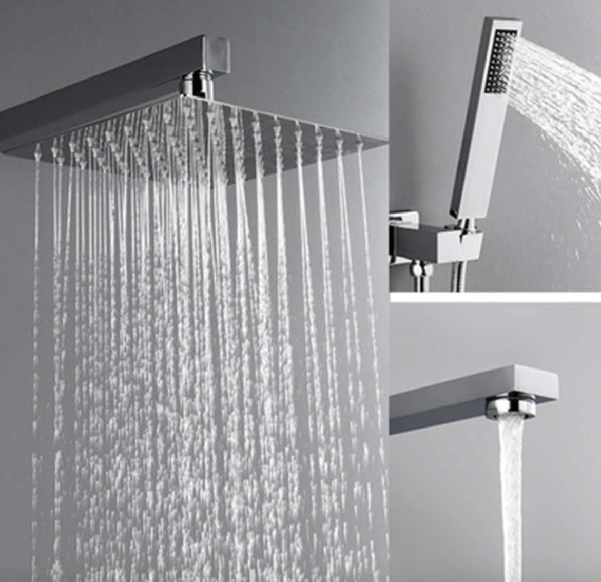 VoordeelPaleis® Doucheset Lugano Premium handdouche mengkraan regendouche vierkant 25 cm. Chroom inbouw 2 weg