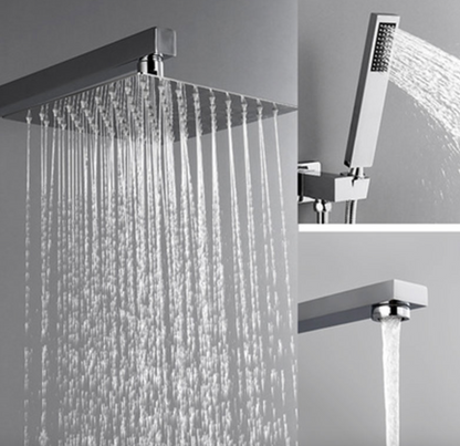 VoordeelPaleis® Doucheset Lugano Premium handdouche mengkraan regendouche vierkant 25 cm. Chroom inbouw 2 weg