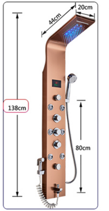 Douchepaneel Opbouwdouche VoordeelPaleis® Spine LCD Koper brushed