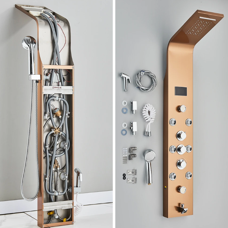 Luxe Douchepaneel Opbouwdouche VoordeelPaleis® Sanos LCD Goud brushed TK1