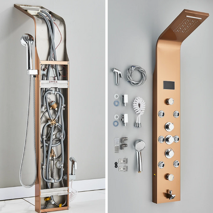 Luxe Douchepaneel Opbouwdouche VoordeelPaleis® Sanos LCD Goud brushed TK1