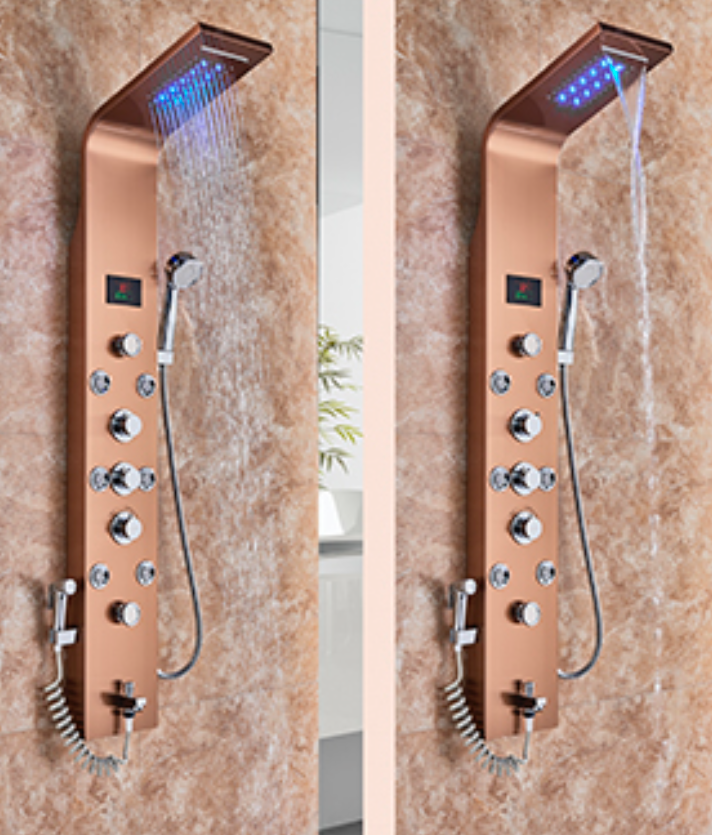 Douchepaneel Opbouwdouche VoordeelPaleis® Spine LCD Koper brushed