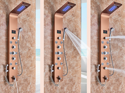 Douchepaneel Opbouwdouche VoordeelPaleis® Spine LCD Koper brushed