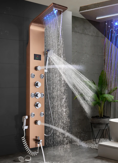 Douchepaneel Opbouwdouche VoordeelPaleis® Spine LCD Koper brushed