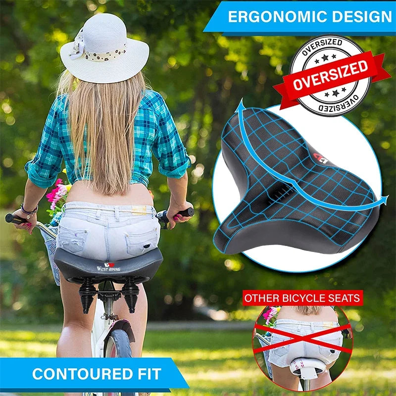 Brede Ergonomische Fietszadel – Comfortabel Zadel met Schokdemping voor Stads- en Mountainbikes