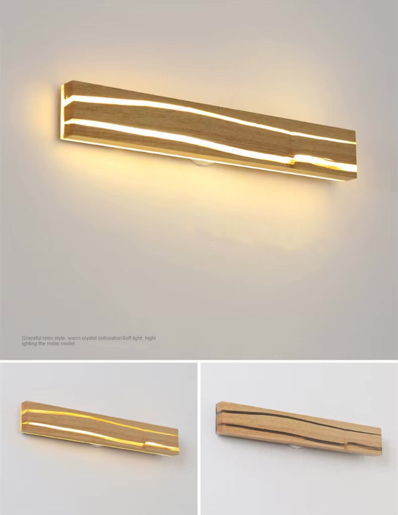 VoordeelPaleis NordicLux Wandlamp Spiegellamp Hout warm licht 50 cm.