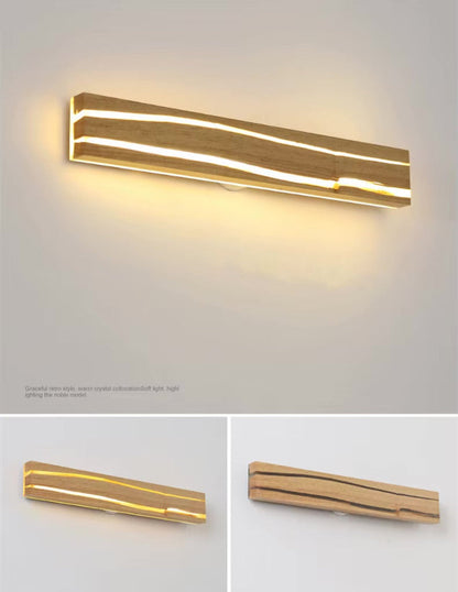 VoordeelPaleis NordicLux Wandlamp Spiegellamp Hout warm licht 50 cm.