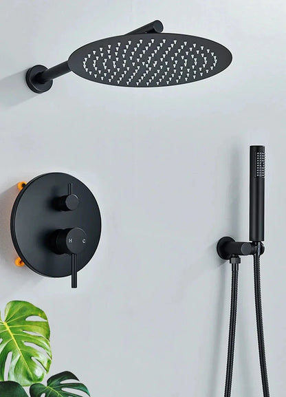 SaniSupreme Doucheset Yosemite 30 cm. regendouche rond 2-weg zwart inbouw