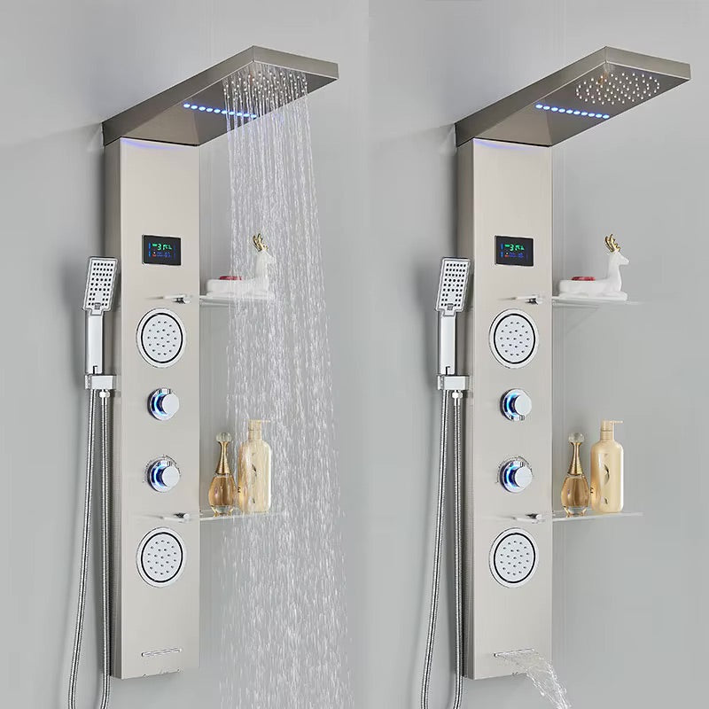 Douchepaneel Regendouche VoordeelPaleis® Carls LCD Premium RVS Brushed