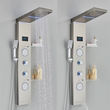 Douchepaneel Regendouche VoordeelPaleis® Carls LCD Premium RVS Brushed