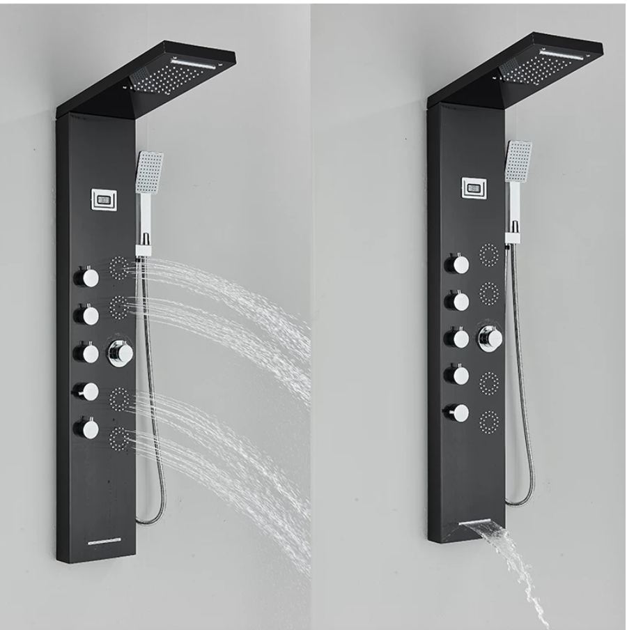 Douchepaneel Opbouwdouche VoordeelPaleis® Sardenia LCD Premium mat zwart