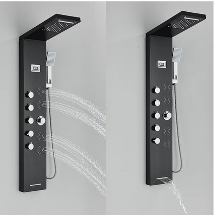 Douchepaneel Opbouwdouche VoordeelPaleis® Sardenia LCD Premium mat zwart