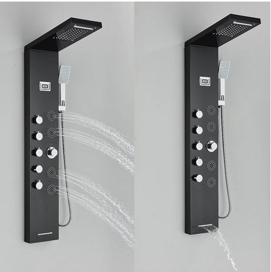 Douchepaneel Opbouwdouche VoordeelPaleis® Sardenia LCD Premium mat zwart