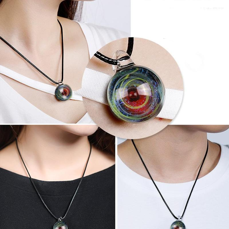 Schitterende Ketting met Handgeblazen Glashanger - Kettinghanger - Heelal - Sterren