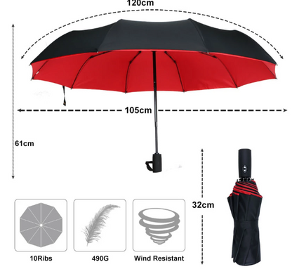 StormShield Automatische Paraplu – Windbestendige Stormparaplu met Omgekeerd Sluitmechanisme