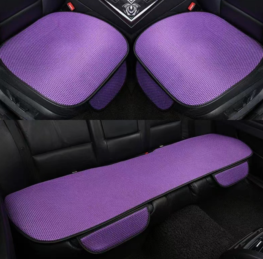 BreezeComfort Autohoes Set – Ademend IJszijde Autostoelkussen met Massage-effect