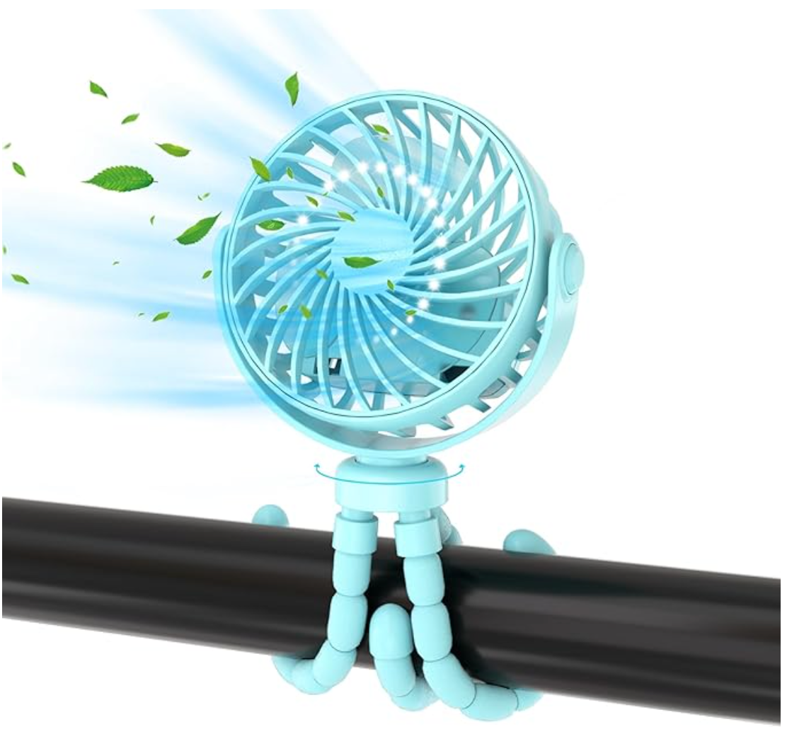 Kinderwagenventilator – Veilig bladloos ontwerp, Oplaadbaar via USB – Ideaal voor baby's en kinderen