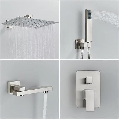 Doucheset Bolivia Premium 30 cm. regendouche vierkant 3-weg RVS geborsteld