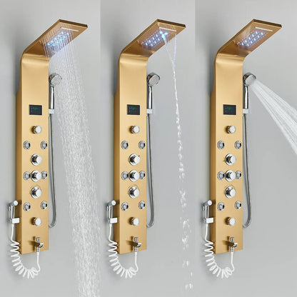 Luxe Douchepaneel Opbouwdouche VoordeelPaleis® Sanos LCD Goud brushed TK1