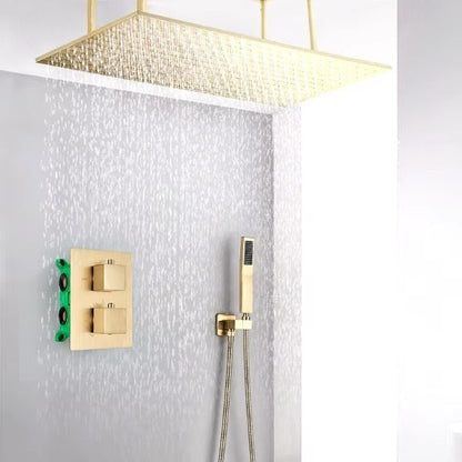 VoordeelPaleis® Inbouw Manhattan Premium Plafondunit 40x80 cm regendouche met LED  vierkant goud geborsteld
