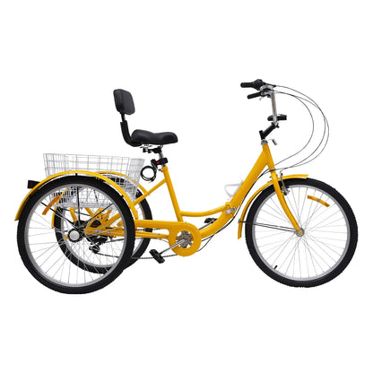 24 inch Opvouwbare Driewieler voor Volwassenen met Bekerhouder en Verlichting