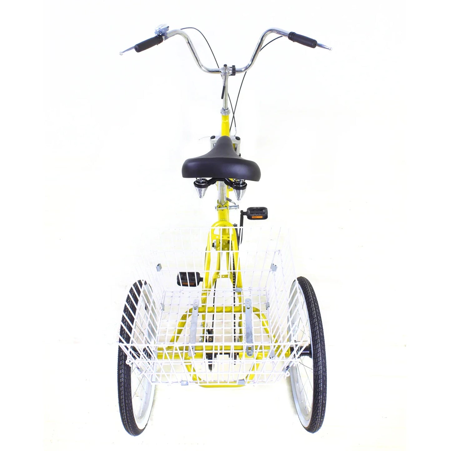 20 inch Opvouwbare Driewieler – Geel – Enkelvoudige Versnelling – 110kg Draagkracht – Met Mand & Bel – Voor Volwassenen & Senioren