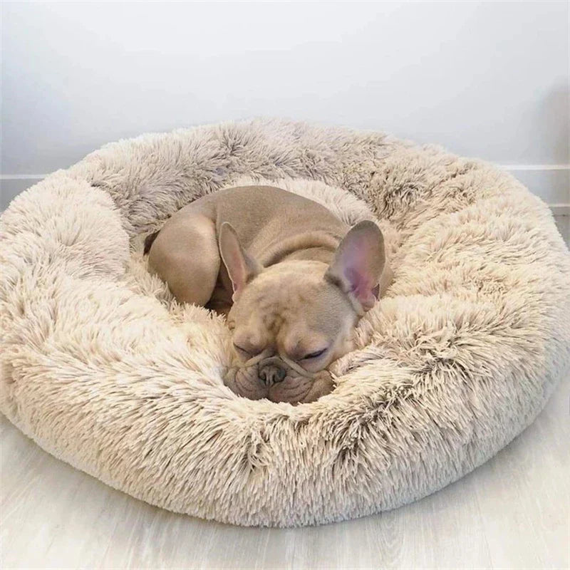 CozyNest Pluche Ronde Huisdierenmand – Wasbaar & Antislip