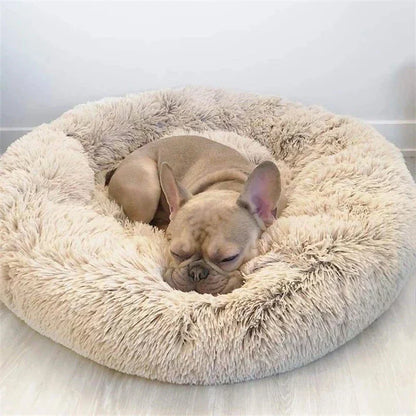 CozyNest Pluche Ronde Huisdierenmand – Wasbaar & Antislip
