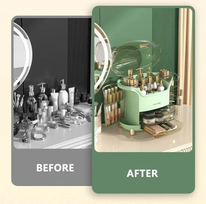 Luxe Transparante Make-up Organizer met Draaideuren en Lades